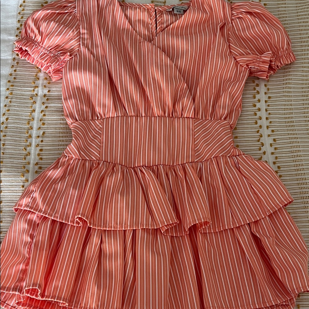 Habitual Coral Striped Dress